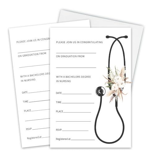 EXW A09 Einladungskarten für Krankenschwestern, 10,2 x 15,2 cm, Minimalismus, doppelseitig, mit Umschlägen, 20 Stück von EXW