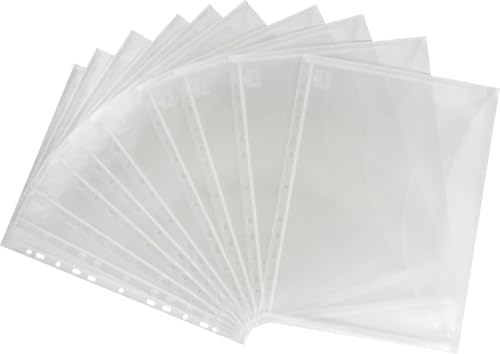 Dokumententaschen Sammelmappen Sichttaschen A4 quer transparent natur- Dokumentenmappe zum Abheften mit EURO-Lochung, Abheftrand, Einsteckverschluss - 10 Stück von EXXO by HFP