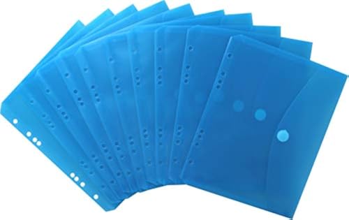 EXXO by HFP 35026 Dokumententaschen Sammelmappen Sichttaschen A5 quer transparent blau - Dokumentenmappe zum Abheften mit EURO-Lochung, Abheftrand, Klappe und Klettverschluss - 10 Stück von EXXO by HFP