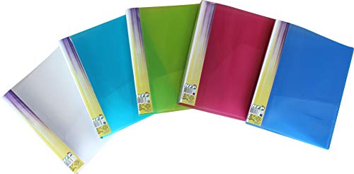 EXXO by HFP 21800 Ringbuch/Ringmappe/Ringordner, A4, aus PP, mit Stegtasche und Innentasche, mit 2er D-Ring-Mechanik, Farbe: transparent farbig sortiert – 5 Stück von EXXO by HFP