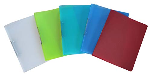 EXXO by HFP 22200 Ringbuch/Ringmappe/Ringordner, A4, aus PP, mit 2er Rundringmechanik und selbstklebenden Rückenschild, Farbe: transparent farbig sortiert– 5 Stück von EXXO by HFP