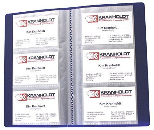 EXXO by HFP 23228 Visitenkartenbuch mit eingeschweißten Hüllen für 120 Visitenkartenarten PP-Vollkunststoff, blau von EXXO by HFP