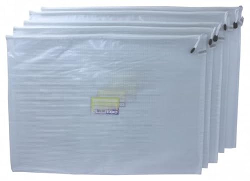EXXO by HFP 34112 Kleinkrambeutel A2 Mesh Bag Reißverschlussbeutel aus faserverstärkter PVC-Folie mit weißem Reißverschluss – 5 Stück von EXXO by HFP