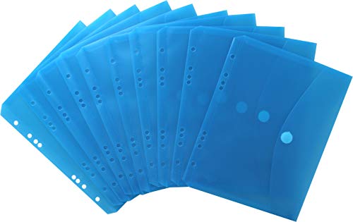EXXO by HFP 35026 Dokumententaschen Sammelmappen Sichttaschen A5 quer transparent blau - Dokumentenmappe zum Abheften mit EURO-Lochung, Abheftrand, Klappe und Klettverschluss - 10 Stück von EXXO by HFP