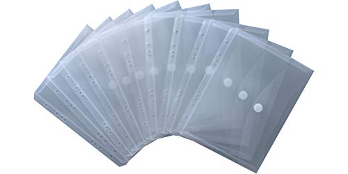 EXXO by HFP 35061 Dokumententaschen Sammelmappen Sichttaschen A5 transparent natur - Dokumentenmappe zum Abheften mit EURO-Lochung, Abheftrand, Klappe und Klettverschluss - 10 Stück von HFP