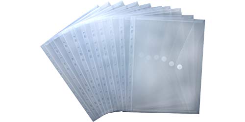 EXXO by HFP 35361 Dokumententaschen Sammelmappen Sichttaschen A4 transparent natur - Dokumentenmappe zum Abheften mit EURO-Lochung, Abheftrand, Klappe und Klettverschluss - 10 Stück, 310 x 235 mm von HFP