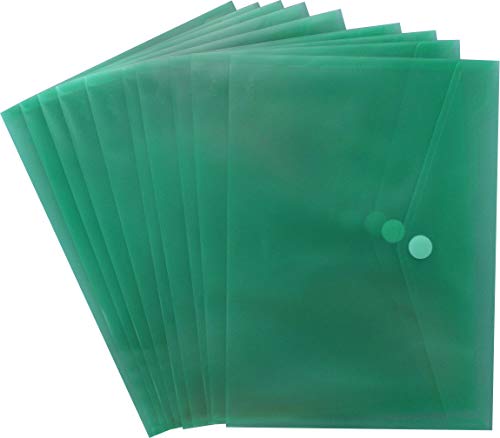 EXXO by HFP 90136 Dokumententaschen A4 quer mit Klettverschluss, transparent grün, aus PP - 10 Stück, 335 mm x 240 mm von EXXO by HFP