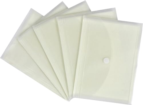 Selbstklebende Dokumententasche quer 5 Stück aus PP-Folie transparent natur, mit Füllhöhe und Klettverschluss (A5) von EXXO by HFP