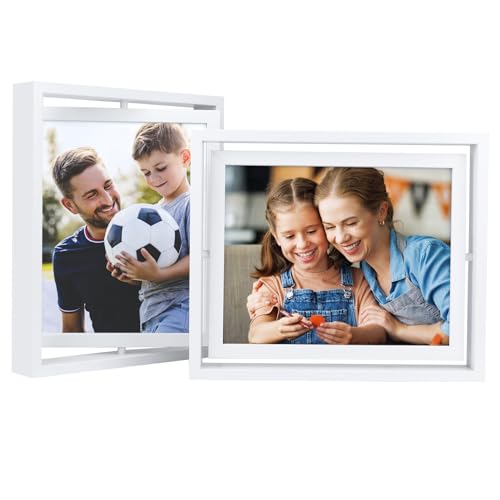 EXYGLO 2er-Set 360°Drehbare Bilderrahmen 20x25 cm mit Doppelglas, Weiß Fotorahmen Holz Rahmen für Vertikale oder Horizontale Anzeige auf dem Tisch EXYGLO 2er-Set 360°Drehbare Bilderrahmen 20x25 cm mit Doppelglas, Weiß Fotorahmen Holz Rahmen für Vertikale oder Horizontale Anzeige auf dem Tisch von EXYGLO