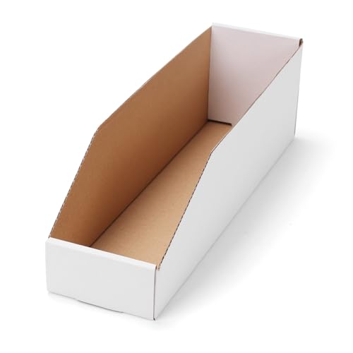 EXYGLO Aufbewahrungsbehälter aus Karton, 38,1 x 10,2 x 11,4 cm, Wellpappe, Organizer für Speisekammer, Regale, Garage, Büro, Geschäft, Weiß, 1 Stück EXYGLO Aufbewahrungsbehälter aus Karton, 38,1 x 10,2 x 11,4 cm, Wellpappe, Organizer für Speisekammer, Regale, Garage, Büro, Geschäft, Weiß, 1 Stück von EXYGLO