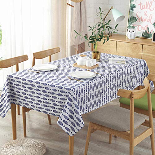 EYCFSJ Tischtuch 1Pcs Blauer Fisch Baumwolle Und Leinen Tischdecke Tischdecke Tee Tischdecke 100X140Cm von EYCFSJ