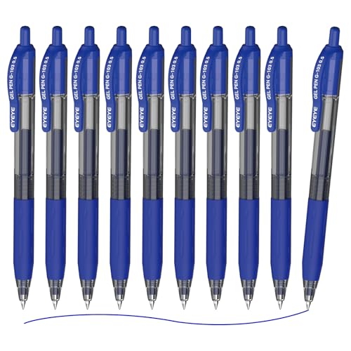 EYEYE G-103 Gelschreiber, einziehbar, 0,5 mm, extra feine Spitze, blaue Tinte, schnell trocknend, Kugelschreiber, feine Spitze, glattes Schreiben, für Büro, Schulbedarf, 10 Stück EYEYE G-103 Gelschreiber, einziehbar, 0,5 mm, extra feine Spitze, blaue Tinte, schnell trocknend, Kugelschreiber, feine Spitze, glattes Schreiben, für Büro, Schulbedarf, 10 Stück von EYEYE