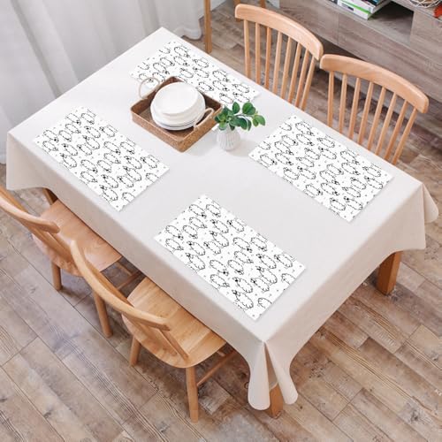 EYLOZS Tischsets Abwaschbar 4er Set,Platzset PVC Hitzebeständig rutschfest,Platzdeckchen für küche Speisetisch Hotel,Handgezeichnetes Cartoon-Schaf, Flauschige Wolle und kleine Blumen, Sich w,45x30cm EYLOZS Tischsets Abwaschbar 4er Set,Platzset PVC Hitzebeständig rutschfest,Platzdeckchen für küche Speisetisch Hotel,Handgezeichnetes Cartoon-Schaf, Flauschige Wolle und kleine Blumen, Sich w,45x30cm von EYLOZS