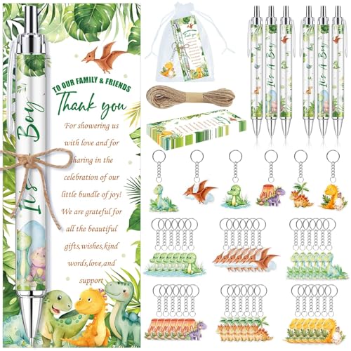 145 Stück Dinosaurier Babyparty-Geschenke für Gäste It's a Boy Kugelschreiber und Schlüsselanhänger Gastgeschenke Bulk einziehbare Babyparty-Stifte Geschlechtsoffenbarung Dankeskarten Souvenir 145 Stück Dinosaurier Babyparty-Geschenke für Gäste It's a Boy Kugelschreiber und Schlüsselanhänger Gastgeschenke Bulk einziehbare Babyparty-Stifte Geschlechtsoffenbarung Dankeskarten Souvenir von EYNDYN