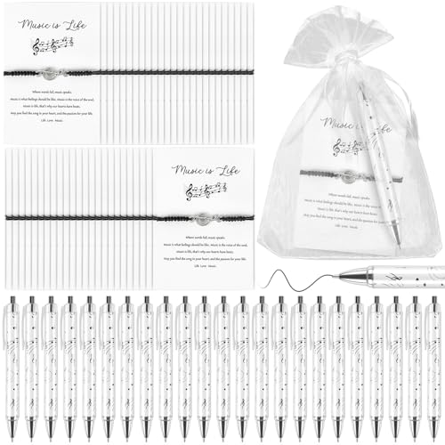 72 Sets Musik-Geschenk für Damen und Herren, schwarzes Musikarmband, Musiknoten, Kugelschreiber mit Organza-Beuteln, Informationskarte, Musik-Themen-Geschenke für Musikliebhaber, Band, Chor, Lehrer 72 Sets Musik-Geschenk für Damen und Herren, schwarzes Musikarmband, Musiknoten, Kugelschreiber mit Organza-Beuteln, Informationskarte, Musik-Themen-Geschenke für Musikliebhaber, Band, Chor, Lehrer von EYNDYN