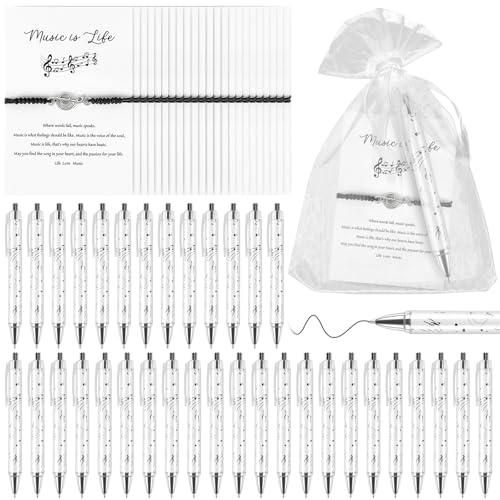 96 Sets Musik-Geschenk für Damen und Herren, schwarzes Musikarmband, Musiknoten, Kugelschreiber mit Organza-Beuteln, Informationskarte, Musik-Themen-Geschenke für Musikliebhaber, Band, Chor, Lehrer 96 Sets Musik-Geschenk für Damen und Herren, schwarzes Musikarmband, Musiknoten, Kugelschreiber mit Organza-Beuteln, Informationskarte, Musik-Themen-Geschenke für Musikliebhaber, Band, Chor, Lehrer von EYNDYN