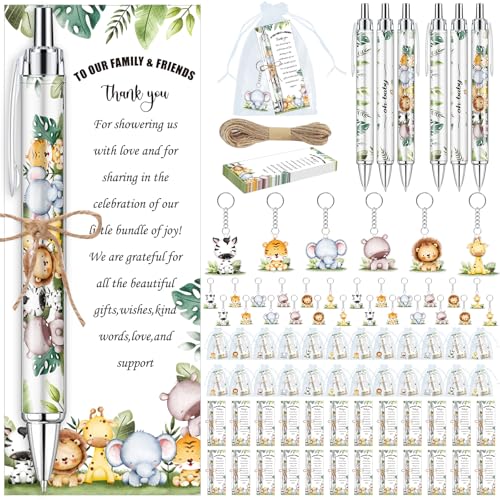 EYNDYN 289 Stück Babyparty-Geschenke für Gäste, Safari-Kugelschreiber und Schlüsselanhänger, Gastgeschenke, einziehbare Babyparty-Stifte zum Enthüllen, Grußkarten, Souvenirs, Preise EYNDYN 289 Stück Babyparty-Geschenke für Gäste, Safari-Kugelschreiber und Schlüsselanhänger, Gastgeschenke, einziehbare Babyparty-Stifte zum Enthüllen, Grußkarten, Souvenirs, Preise von EYNDYN