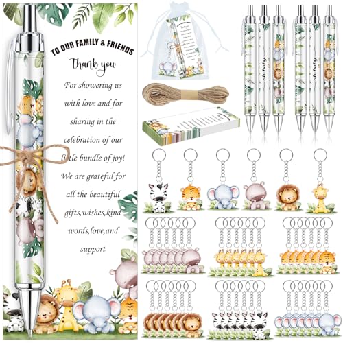 EYNDYN 289 Stück Babyparty-Geschenke für Gäste, Safari-Kugelschreiber und Schlüsselanhänger, Gastgeschenke, einziehbare Babyparty-Stifte zum Enthüllen, Grußkarten, Souvenirs, Preise EYNDYN 289 Stück Babyparty-Geschenke für Gäste, Safari-Kugelschreiber und Schlüsselanhänger, Gastgeschenke, einziehbare Babyparty-Stifte zum Enthüllen, Grußkarten, Souvenirs, Preise von EYNDYN