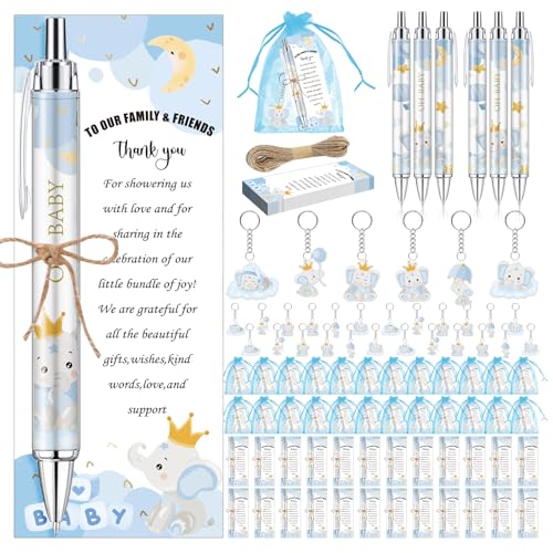 EYNDYN 289 Stück Babyparty-Geschenke für Gäste, blauer Elefant, Kugelschreiber und Schlüsselanhänger, Gastgeschenke, einziehbare Babyparty-Stifte zum Enthüllen, Grußkarten, Souvenirs, Preise EYNDYN 289 Stück Babyparty-Geschenke für Gäste, blauer Elefant, Kugelschreiber und Schlüsselanhänger, Gastgeschenke, einziehbare Babyparty-Stifte zum Enthüllen, Grußkarten, Souvenirs, Preise von EYNDYN