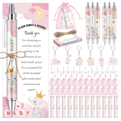 EYNDYN 289 Stück Babyparty-Geschenke für Gäste, rosa Elefant, Kugelschreiber und Schlüsselanhänger, Gastgeschenke, einziehbare Babyparty-Stifte, Geschlechtsoffenbarung, Grußkarten, Souvenirs, Preise EYNDYN 289 Stück Babyparty-Geschenke für Gäste, rosa Elefant, Kugelschreiber und Schlüsselanhänger, Gastgeschenke, einziehbare Babyparty-Stifte, Geschlechtsoffenbarung, Grußkarten, Souvenirs, Preise von EYNDYN