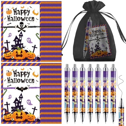 EYNDYN 48 Sets Halloween-Geschenke Großpackung für Erwachsene, Kürbis-Kugelschreiber, Totenkopf, Fledermaus-Armbänder mit Organza-Beuteln, Informationskarte für Halloween, Mottoparty, Zubehör, Schule EYNDYN 48 Sets Halloween-Geschenke Großpackung für Erwachsene, Kürbis-Kugelschreiber, Totenkopf, Fledermaus-Armbänder mit Organza-Beuteln, Informationskarte für Halloween, Mottoparty, Zubehör, Schule von EYNDYN