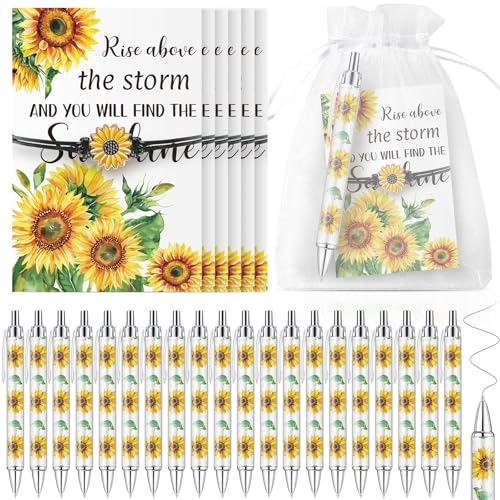EYNDYN 48 Sets Sonnenblumen-Geschenke, Armbänder, Kugelschreiber, Großpackung, Sonnenblumen-Gelb, Blumen-Thema, einziehbare Stifte mit Informationskarte, Organza-Beutel für Damen, Herren, Büro, Schule EYNDYN 48 Sets Sonnenblumen-Geschenke, Armbänder, Kugelschreiber, Großpackung, Sonnenblumen-Gelb, Blumen-Thema, einziehbare Stifte mit Informationskarte, Organza-Beutel für Damen, Herren, Büro, Schule von EYNDYN