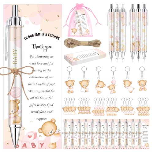 EYNDYN 97 Stück Babyparty-Geschenke für Gäste, rosa Bär, Kugelschreiber und Schlüsselanhänger, Gastgeschenke, Großpackung, einziehbare Babyparty-Stifte zum Enthüllen, Grußkarten, Souvenirs, Preise EYNDYN 97 Stück Babyparty-Geschenke für Gäste, rosa Bär, Kugelschreiber und Schlüsselanhänger, Gastgeschenke, Großpackung, einziehbare Babyparty-Stifte zum Enthüllen, Grußkarten, Souvenirs, Preise von EYNDYN