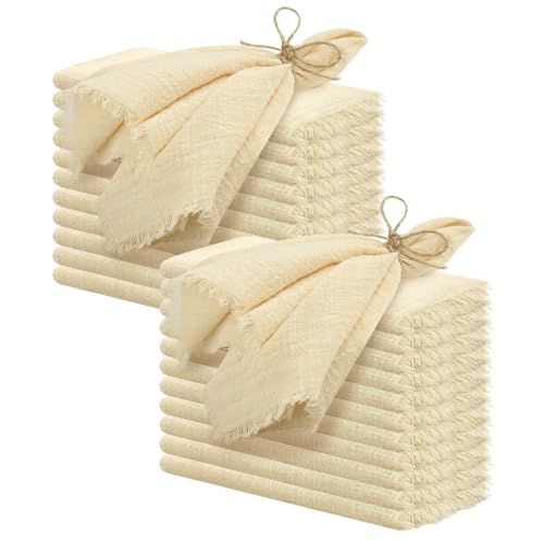 EYRMQWJPC Gaze-Baumwoll-Tischserviette,. 24 stücke 32x32cm Lila Gaze Baumwolle Serviette Reusable Tee Handtuch Hochzeit Party(Beige) von EYRMQWJPC