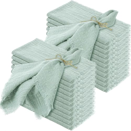 EYRMQWJPC Gaze-Baumwoll-Tischserviette,. 24 stücke 32x32cm Lila Gaze Baumwolle Serviette Reusable Tee Handtuch Hochzeit Party(Light Green) von EYRMQWJPC