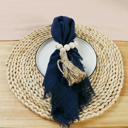 EYRMQWJPC Gaze-Baumwoll-Tischserviette,. 24 stücke 32x32cm Weiß Gaze Baumwolle Serviette Reusable Tee Handtuch Hochzeit Party(Dark Blue) von EYRMQWJPC