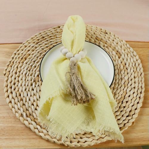 EYRMQWJPC Gaze-Baumwoll-Tischserviette,. 24 stücke 32x32cm Weiß Gaze Baumwolle Serviette Reusable Tee Handtuch Hochzeit Party(Light Yellow) von EYRMQWJPC