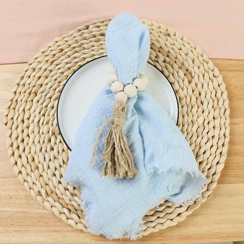 EYRMQWJPC Gaze-Baumwoll-Tischserviette,. 24 stücke 32x32cm Weiß Gaze Baumwolle Serviette Reusable Tee Handtuch Hochzeit Party(Sky Blue) von EYRMQWJPC
