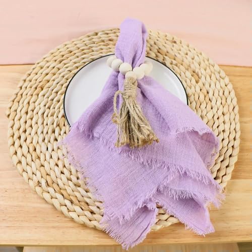 EYRMQWJPC Gaze-Baumwoll-Tischserviette,. 50 stücke 32x32cm Gaze Baumwolle Serviette Wiederverwendbare Hochzeit Party Tisch Dekor(Purple) von EYRMQWJPC