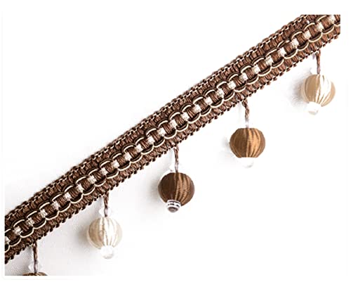 EYRMQWJPC Quastenbesatz 4 Yard Kristall Perlen Geflochtene Perlen Quaste Fringe Trimmen Spitze Band Band Vorhang(Coffee) von EYRMQWJPC