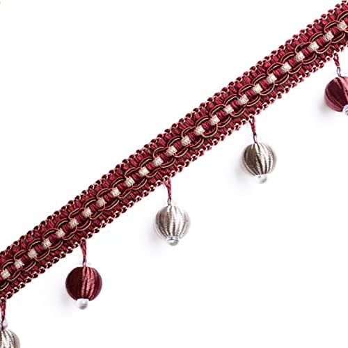 EYRMQWJPC Quastenbesatz 4 Yard Kristall Perlen Geflochtene Perlen Quaste Fringe Trimmen Spitze Band Band Vorhang(Wine Red) von EYRMQWJPC