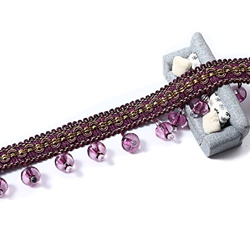 EYRMQWJPC Quastenbesatz 4 Yards Fransenquastenbesatz, Kristallperlen-Quastenfransenbesatz-Band(Purple) von EYRMQWJPC