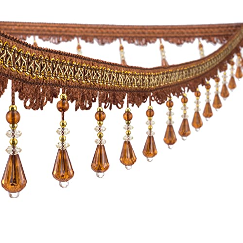 EYRMQWJPC Quastenbesatz 4 Yards Kristall Hängende Perlen Quaste Fringe Trimmen Applique Stoff Trimmen(Deep Coffee) von EYRMQWJPC
