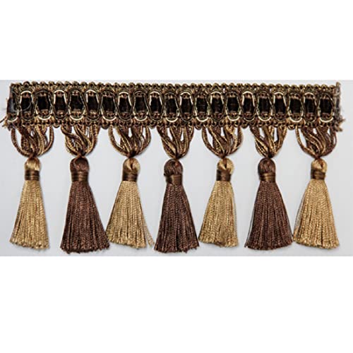 EYRMQWJPC Quastenbesatz 4 Yards geflochtene hängende Perlen Quaste Fransen Trimmen, Quaste Fransen hängen Ball Trim(Coffee) von EYRMQWJPC
