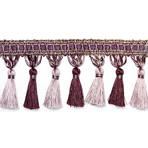 EYRMQWJPC Quastenbesatz 4 Yards geflochtene hängende Perlen Quaste Fransen Trimmen, Quaste Fransen hängen Ball Trim(Purple) von EYRMQWJPC