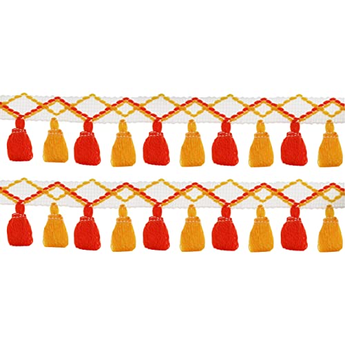 EYRMQWJPC Quastenbesatz 5 Yards Regenbogen Quaste Spitze Trim Baumwolle Stoff Band Fringe Drop(Yellow+orange) von EYRMQWJPC