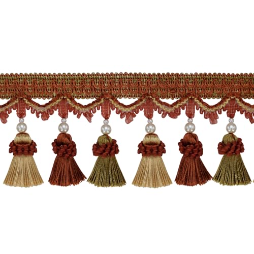 EYRMQWJPC Quastenbesatz Quaste Fransen Besätze Ball Fransen Lampenschirme Vorhang Nähen Fransen Trim 3 Yards(Orange) von EYRMQWJPC