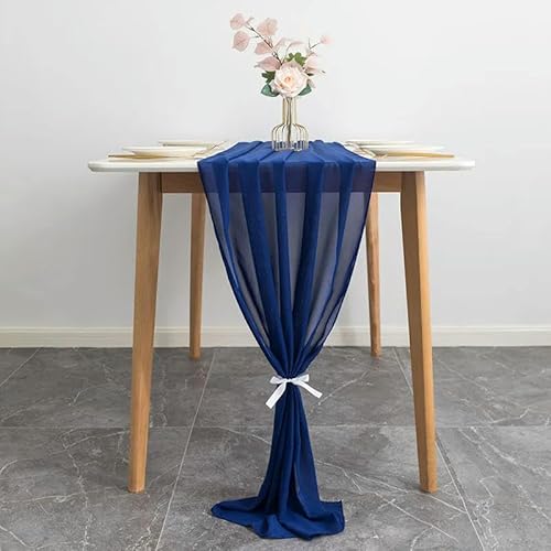 EYRMQWJPC Tüll-Tischdekoration 70X300CM Hochzeit Chiffon Tischläufer Romantische Lange Sheer Gaze Esstisch Dekoration(Navy Blue) von EYRMQWJPC