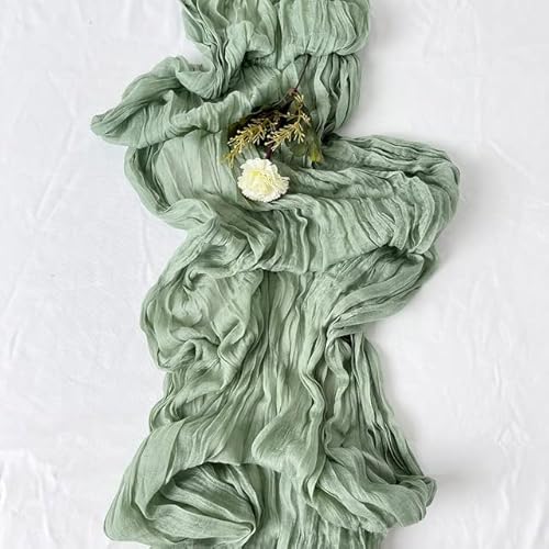 EYRMQWJPC Tüll-Tischdekoration Semi-Sheer Personalisieren Retro Boho Esszimmer Vintage Hochzeit Decor Abendessen Tischdecke(Dark Green,90X400cm) von EYRMQWJPC
