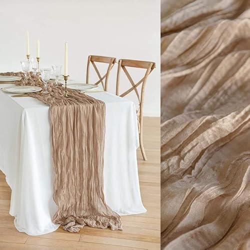 EYRMQWJPC Tüll-Tischdekoration Semi-Sheer Personalisieren Retro Boho Esszimmer Vintage Hochzeit Decor Abendessen Tischdecke(Hazelnut,90x180cm) von EYRMQWJPC