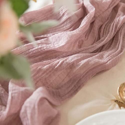 EYRMQWJPC Tüll-Tischdekoration Semi-Sheer Personalisieren Retro Boho Esszimmer Vintage Hochzeit Decor Abendessen Tischdecke(Mauve,90X400cm) von EYRMQWJPC