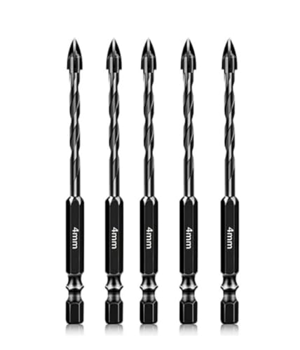 HSS-Gewindebohrer, 5 Stück Mauerwerksfliesenbohrer 3–12 mm for Ziegel, Kunststoff, Glas mit schwarzem Sechskantschaft(4mm) von EYRMQWJPC