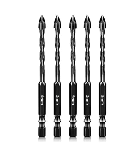 HSS-Gewindebohrer, 5 Stück Mauerwerksfliesenbohrer 3–12 mm for Ziegel, Kunststoff, Glas mit schwarzem Sechskantschaft(5mm) von EYRMQWJPC