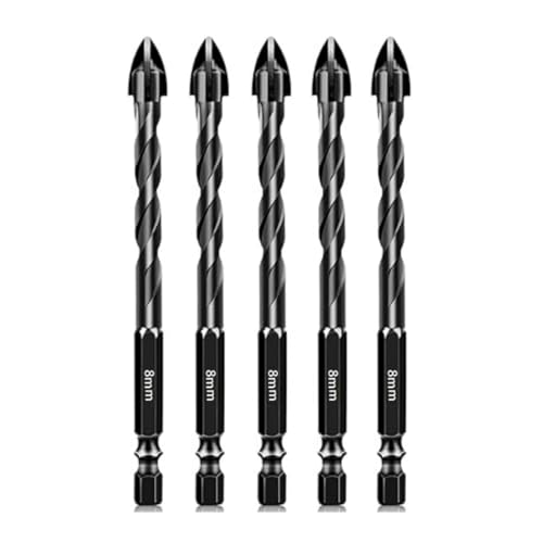 HSS-Gewindebohrer, 5 Stück Mauerwerksfliesenbohrer 3–12 mm for Ziegel, Kunststoff, Glas mit schwarzem Sechskantschaft(8mm) von EYRMQWJPC