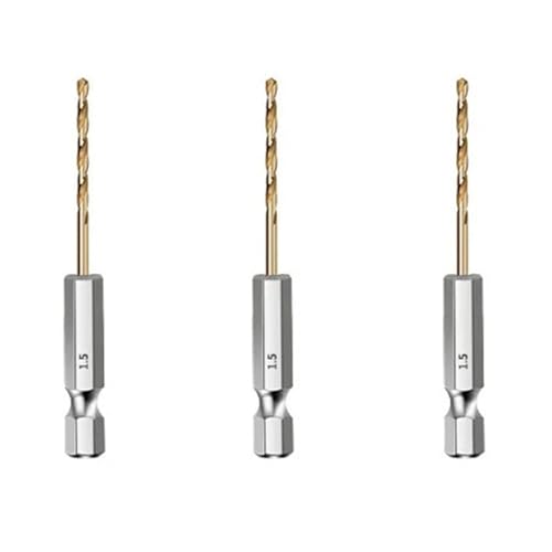 HSS-Gewindebohrer, HSS-Holzbohrer mit Titanbeschichtung, 1/4-Sechskantschaft, Größen 1,5–6,5 mm(3PCS 1.5mm) von EYRMQWJPC