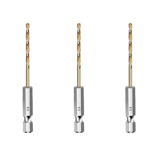 HSS-Gewindebohrer, HSS-Holzbohrer mit Titanbeschichtung, 1/4-Sechskantschaft, Größen 1,5–6,5 mm(3PCS 2.5mm) von EYRMQWJPC